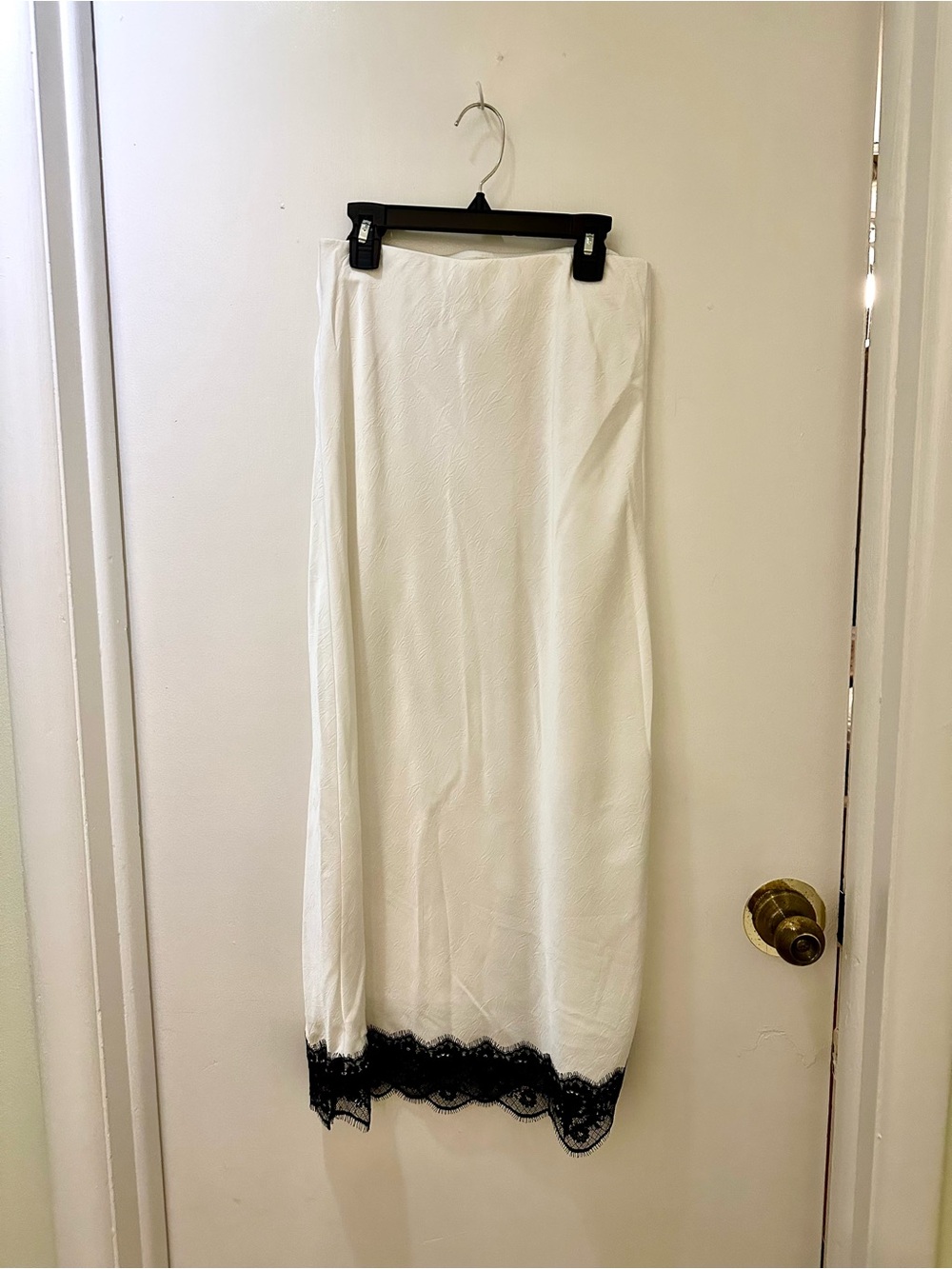 a new day White Maxi Slip Skirt with Black Lace Hem